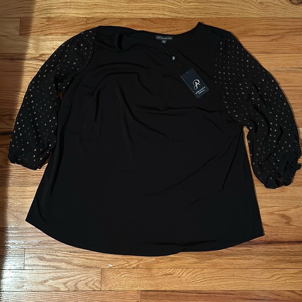 Adrianna Papell black & gold metallic clip for sleeve top. Brand new never worn